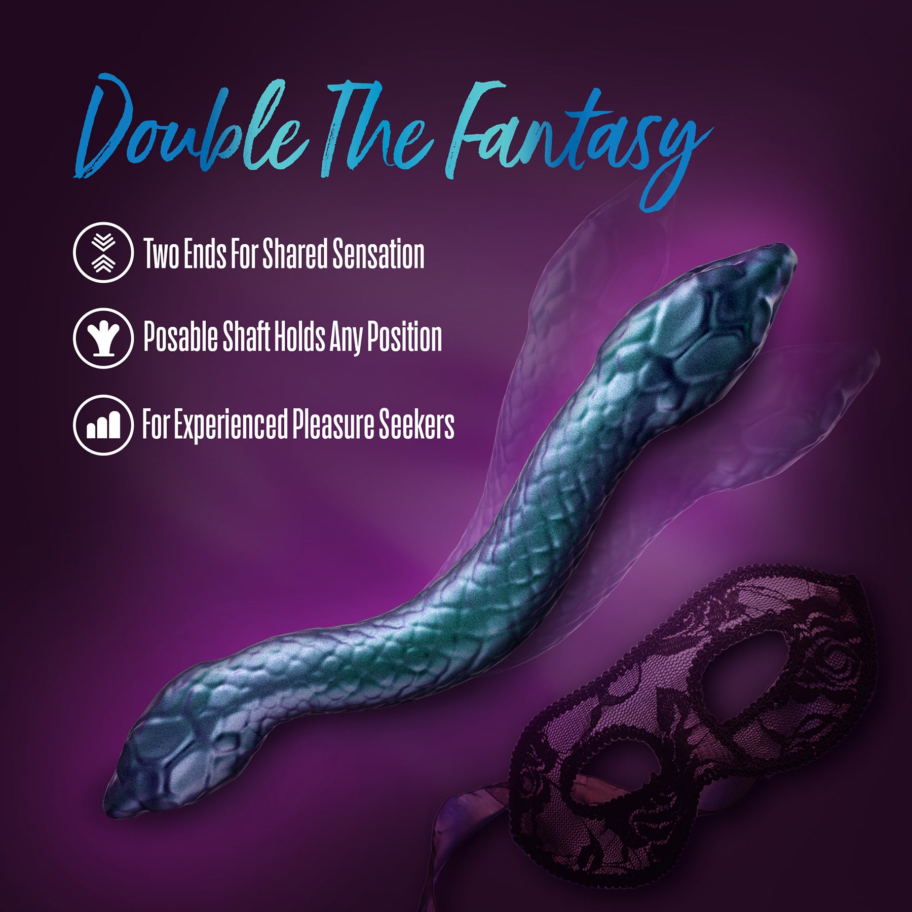 Temptasia Twin Python Silicone Double-Ended Posable Dildo — 2 | For her — realistic designs | discreet sex toys USA