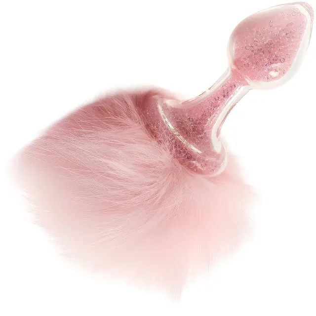 Magnetic Sparkle Bunny Tail Glass Butt Plug By Crystal Delights | Premium couples toys | discreet sex toys USA